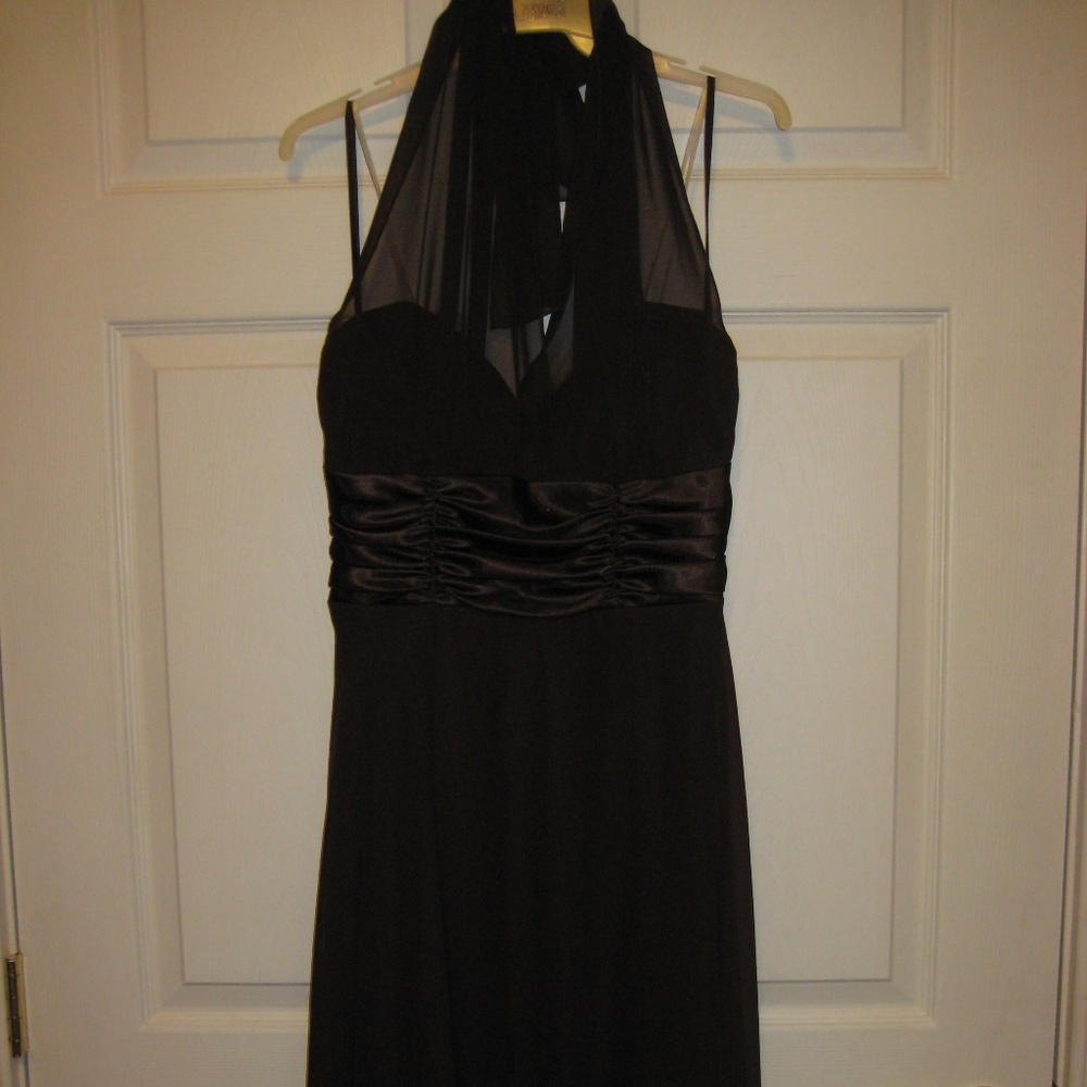 brown halter tie dress